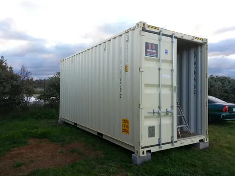 The container exterior at the beginning of the conversion.