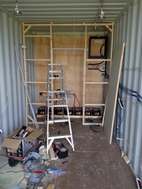 Timber framing begins for the internal partition.