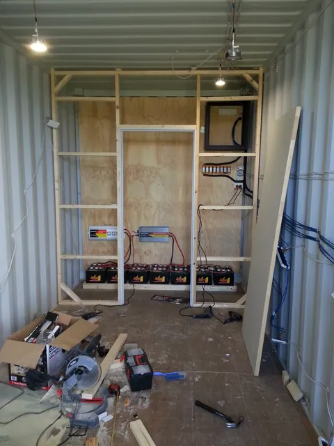 The framed partition and doorway take shape.