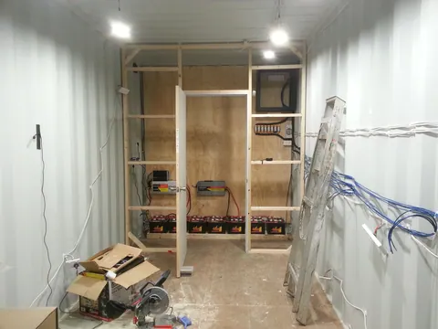 The framed service-area doorway with its door fitted.