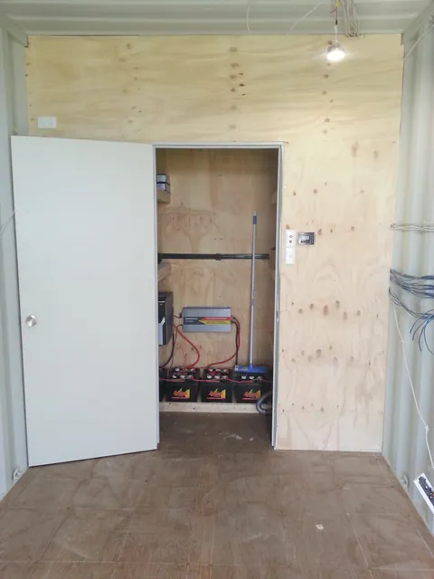 The service-area doorway before the main walls are lined.