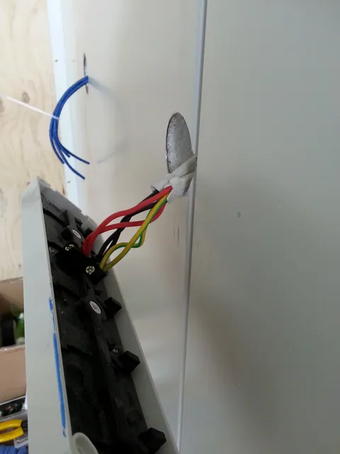 Wiring brought through the new wall lining.
