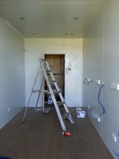 The interior after further wall and ceiling finishing.