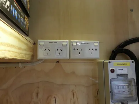 Additional power outlets fitted above the meters.