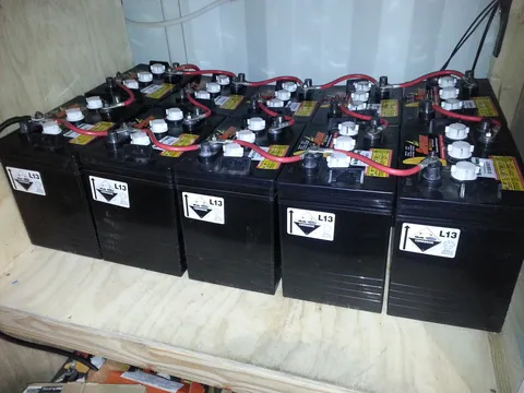 A larger battery bank photographed in September.