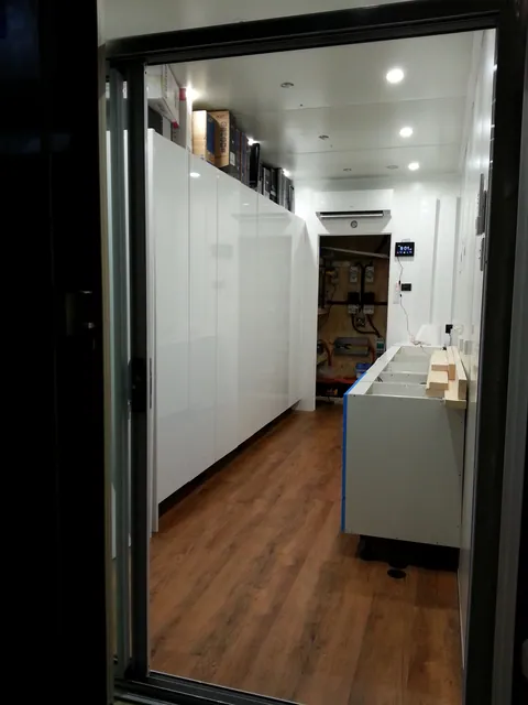The workshop seen through its entrance in November.