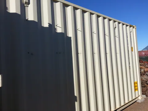 The container exterior during the November fitout.