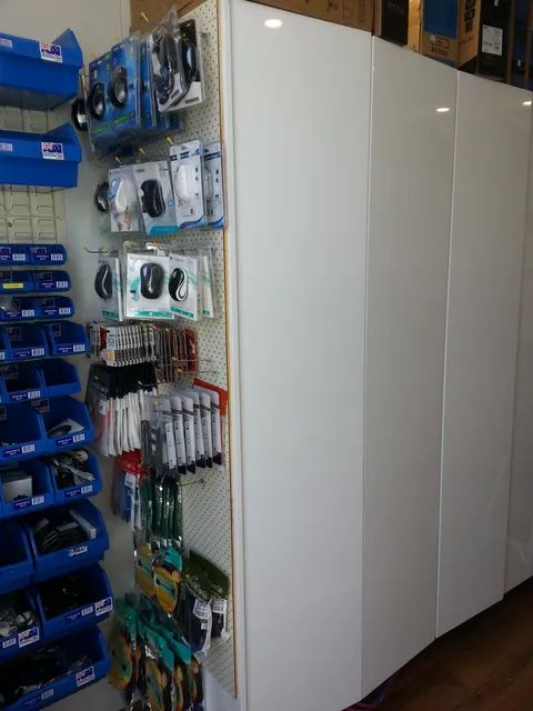 The entrance storage area and cupboards from another angle.