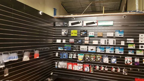 The stocked retail corner is taking shape in early August.