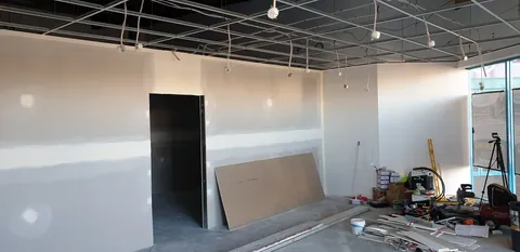 The retail space with the internal walls now enclosed.