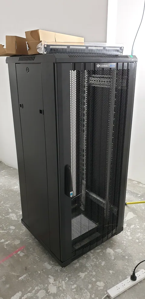 The network cabinet brought into the new premises.