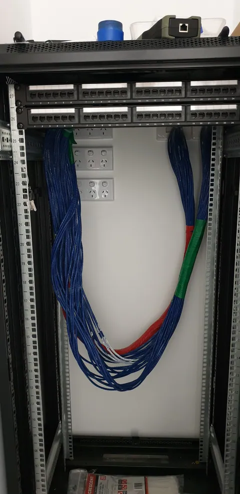 Further network-cabinet wiring during the fit-out.