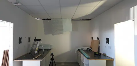 More of the workshop ceiling closed in.