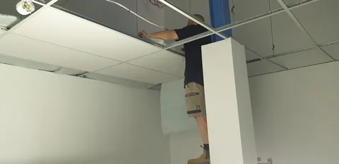 The remaining ceiling openings during installation.
