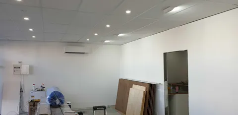 The new retail ceiling and lights in place.
