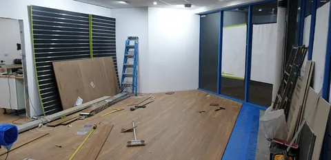 The new floor reaching the entrance.