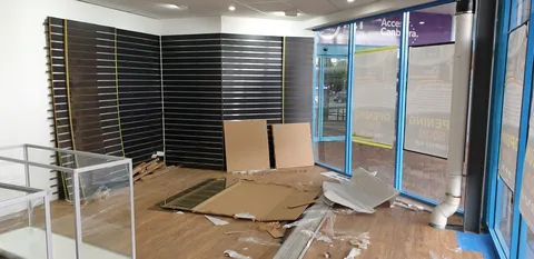 The display-cabinet layout taking shape.