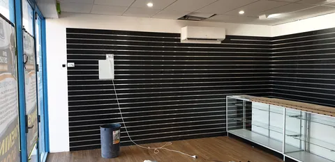 The showroom as the counters and fittings progress.