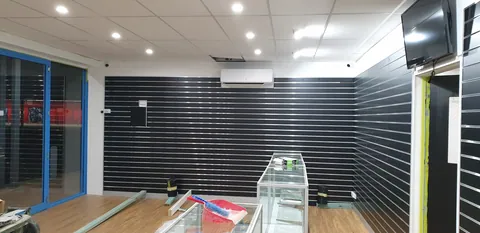 The finished retail counters before stocking.